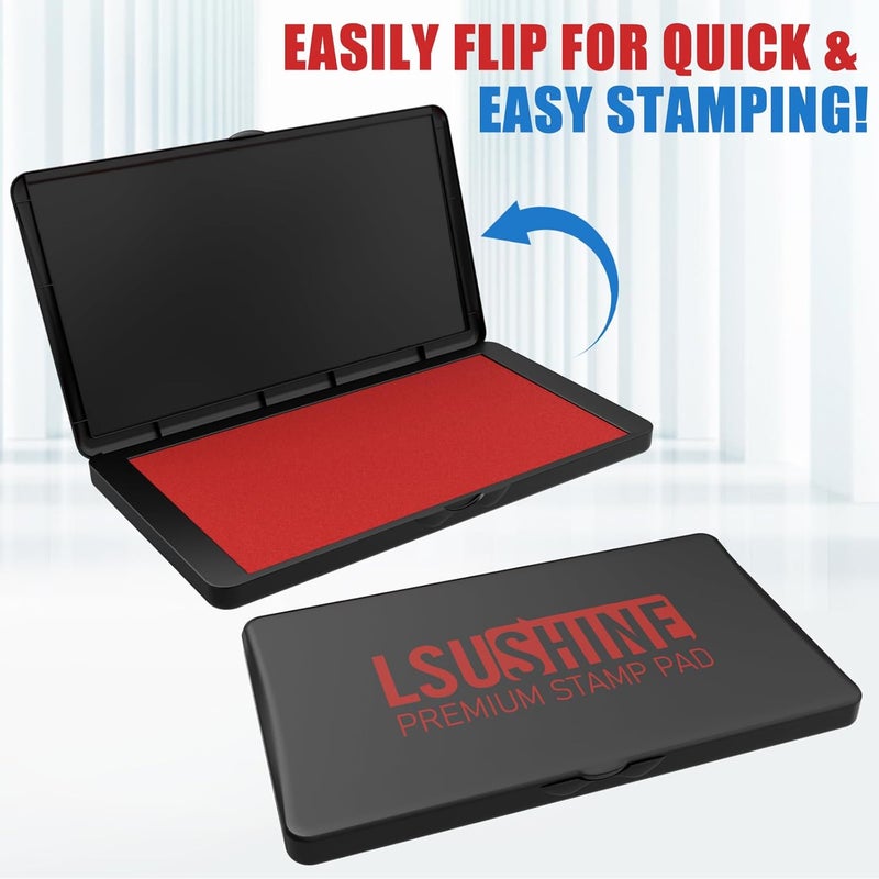 Lsushine Large Stamp Pad, 6.1 x 3.4 Inch Red Ink Pad Premium Quality Felt Pad Rubber Stamp Ink Pad for Office, Home - Image 3